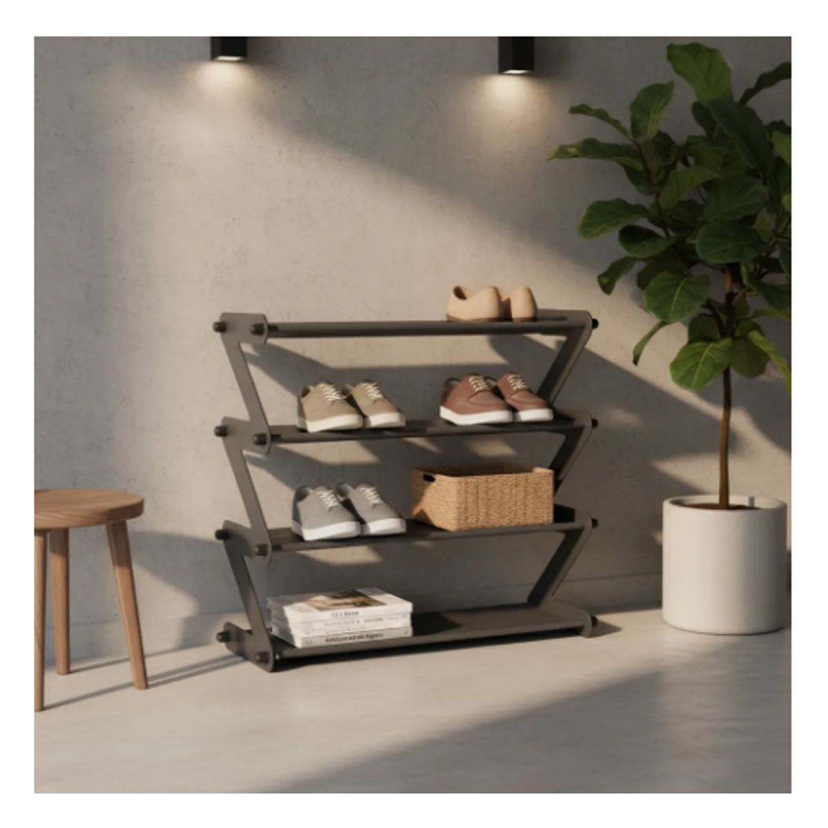 GENERICO - Organizador Zapatos Moderno 8 Pares 48x46x20cm Gris LUDADKA
