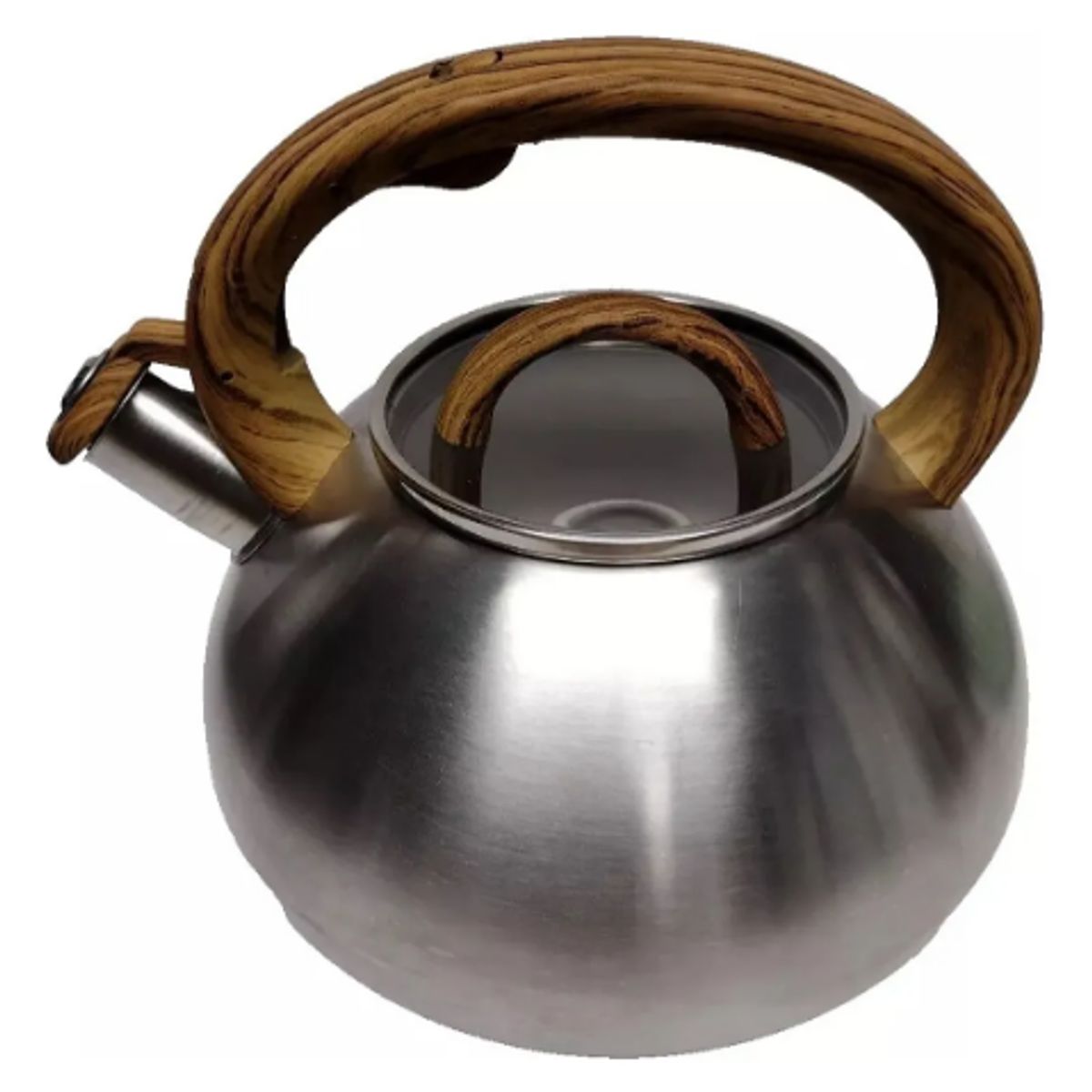 GENERICO - Tetera Con Silbato 2,5lts Acero Inoxidable Manilla De Madera Plateado