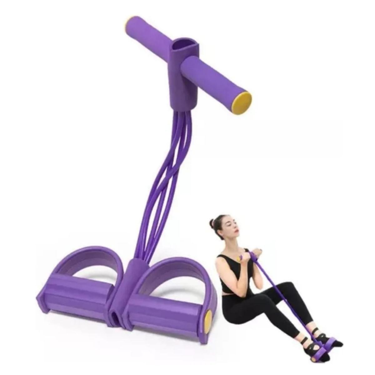 GENERICO - Cuerda Elastica De Resistencia Con Pedales Para Ejercicio En Casa