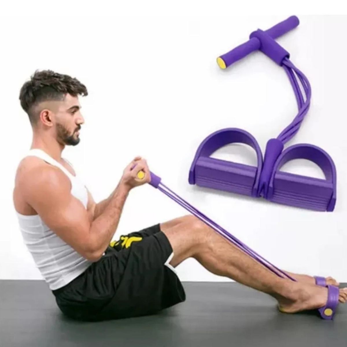 GENERICO - Cuerda Elastica De Resistencia Con Pedales Para Ejercicio En Casa