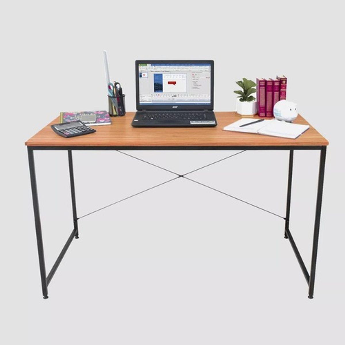 GENERICO - Mesa Industrial Oficina Hogar Mdf Estilo Desk Marrón Claro