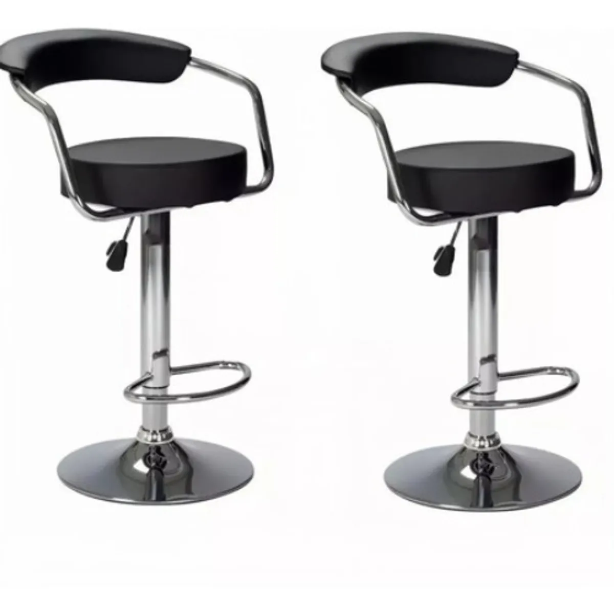 GENERICO - Piso Bar Sillas Taburetes Ajustables Con Respaldo Set X 2 Cromado - 300013 Negro - 300013