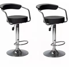 GENERICO - Piso Bar Sillas Taburetes Ajustables Con Respaldo Set X 2 Cromado - 300013 Negro - 300013