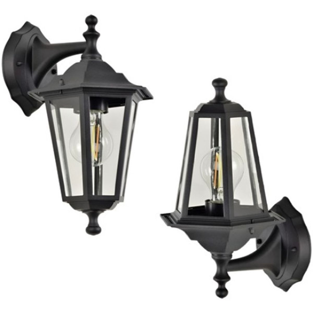 GENERICO - X2 Farol Aplique Clasico Exterior Vintage E27 Negro - 333010