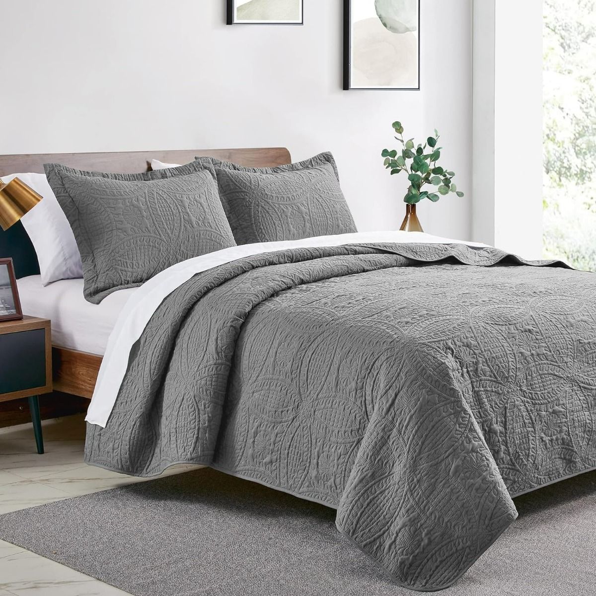 GENERICO - Cubrecama Quilt Reversible 264x228cm King + 2 Funda Almohada