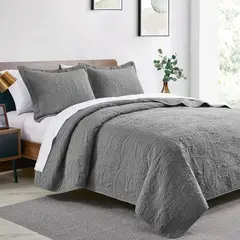 GENERICO - Cubrecama Quilt Reversible 264x228cm King + 2 Funda Almohada