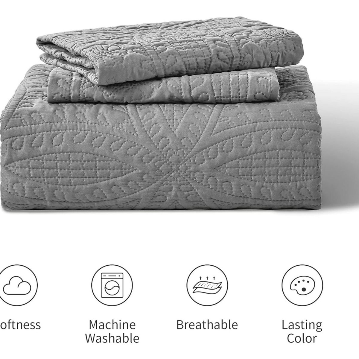 GENERICO - Cubrecama Quilt Reversible 264x228cm King + 2 Funda Almohada