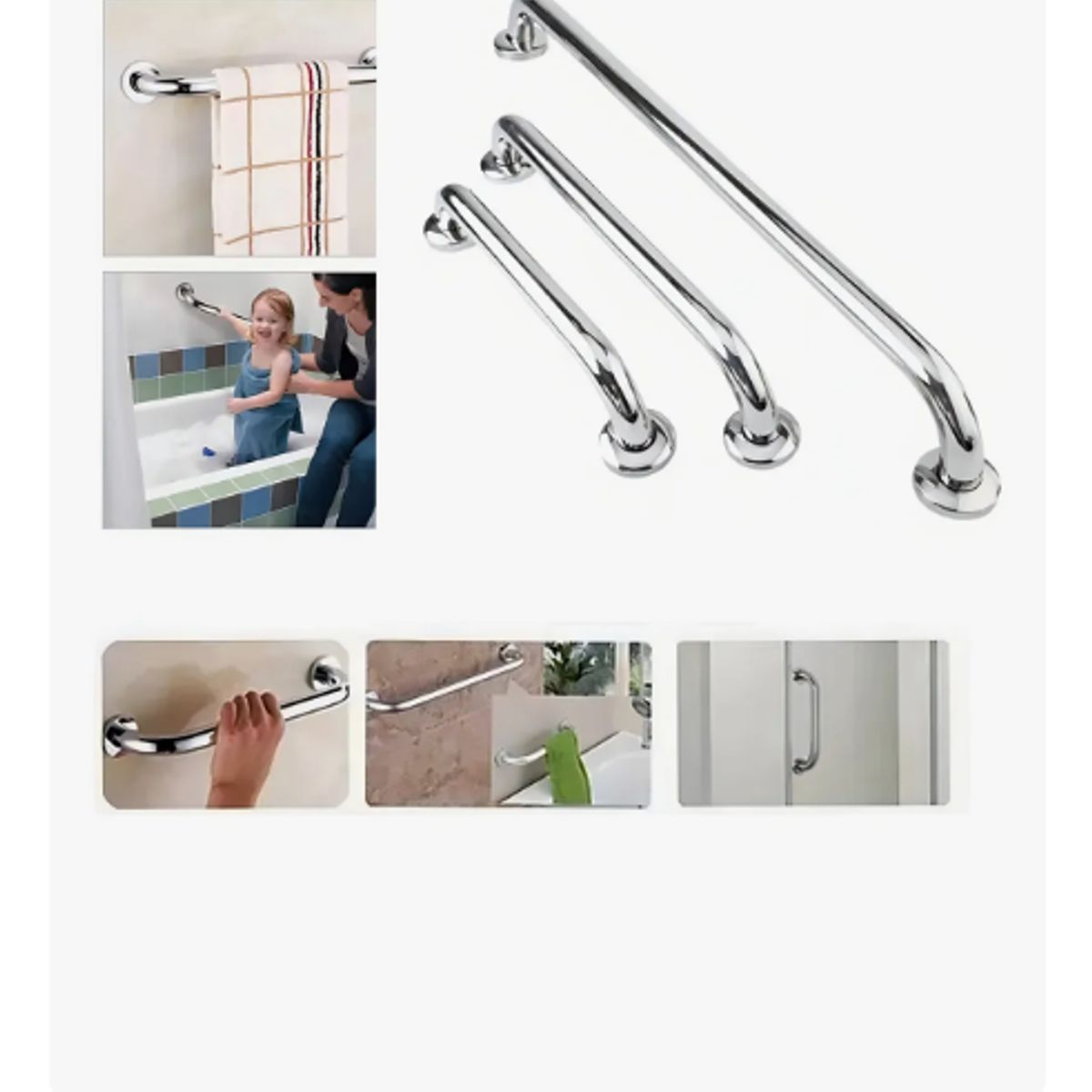 GENERICO - 3 Barras Seguridad Baño Ducha Acero Inoxidable Pasa Manos De 30,40,60cm