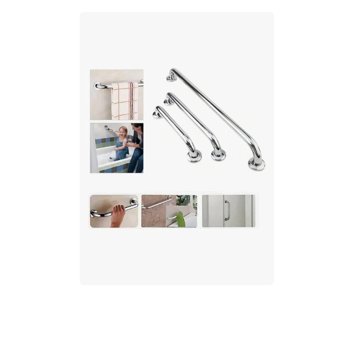 GENERICO - 3 Barras Seguridad Baño Ducha Acero Inoxidable Pasa Manos De 30,40,60cm