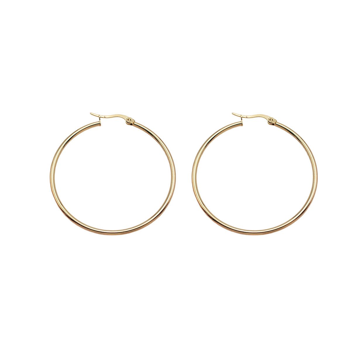 BIJOUTERIA LB20 SPA - Aros Argollas Clásicas Acero Inoxidable 3.3 cm - Dorado