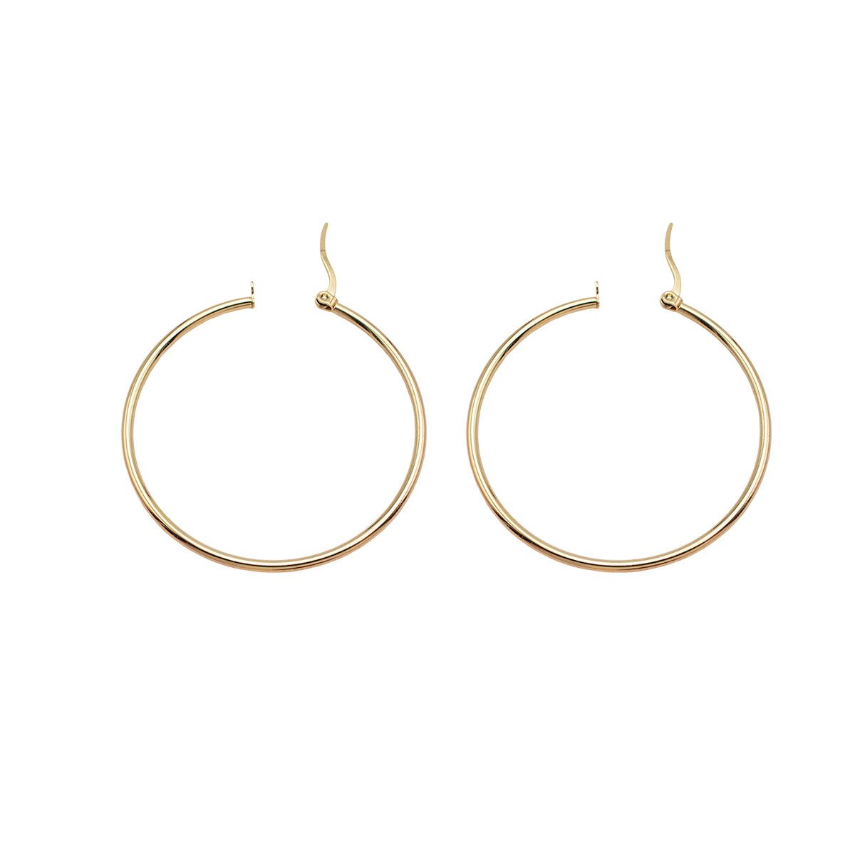 BIJOUTERIA LB20 SPA - Aros Argollas Clásicas Acero Inoxidable 3.3 cm - Dorado