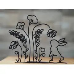 GENERICO - Conejo con flores y soporte