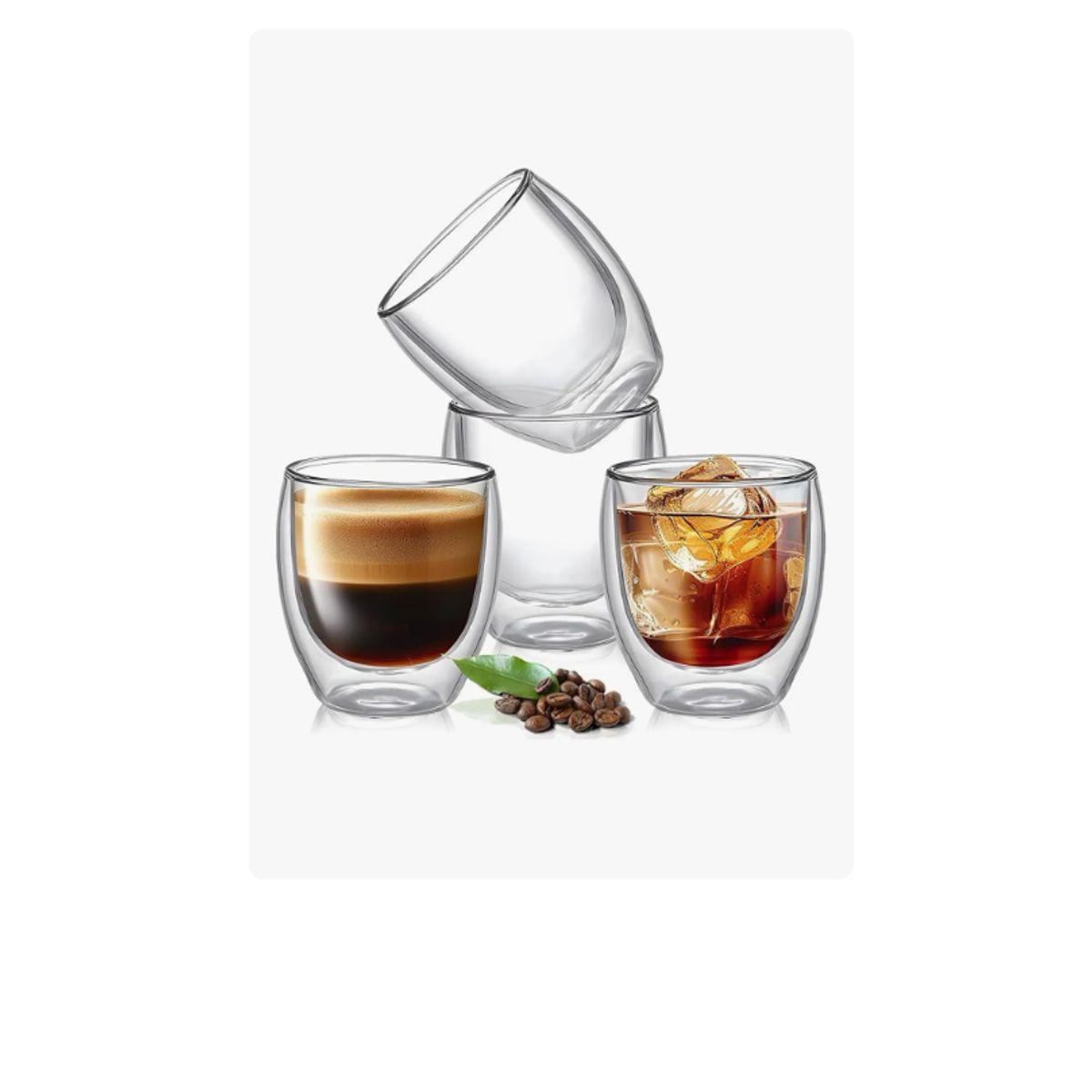 GENERICO - Set 4 Tazas Café Vasos De Vidrio Doble Pared 150ml Transparente