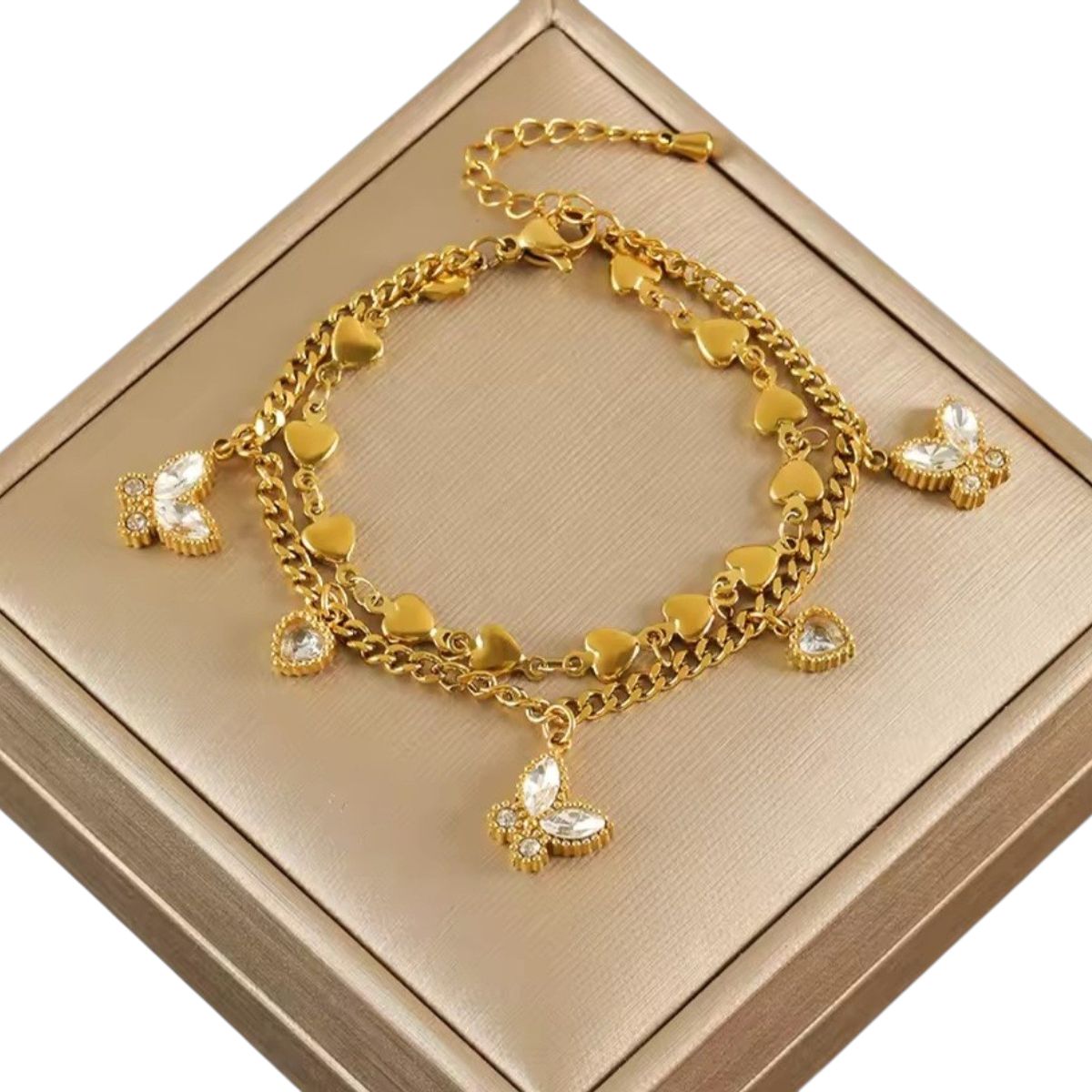 GENERICO - Pulsera MARIPOSAS EN ACERO 316 INOXIDABLE
