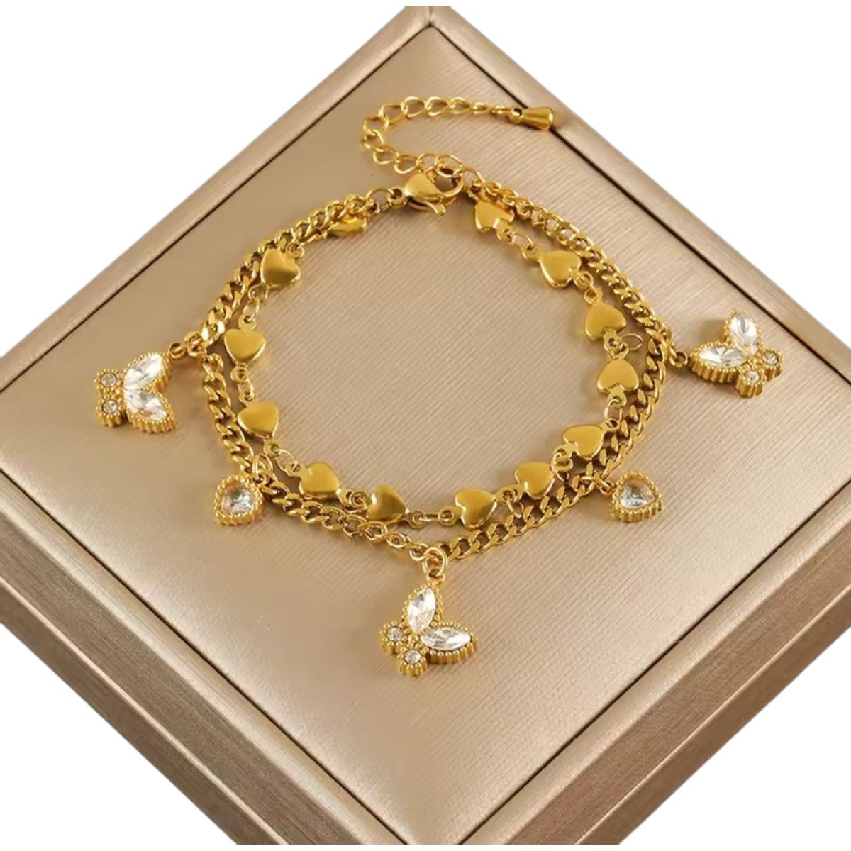 GENERICO - Pulsera MARIPOSAS EN ACERO 316 INOXIDABLE