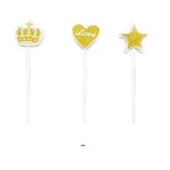 GENERICO - Velas de Compleaños doradas 3pcs