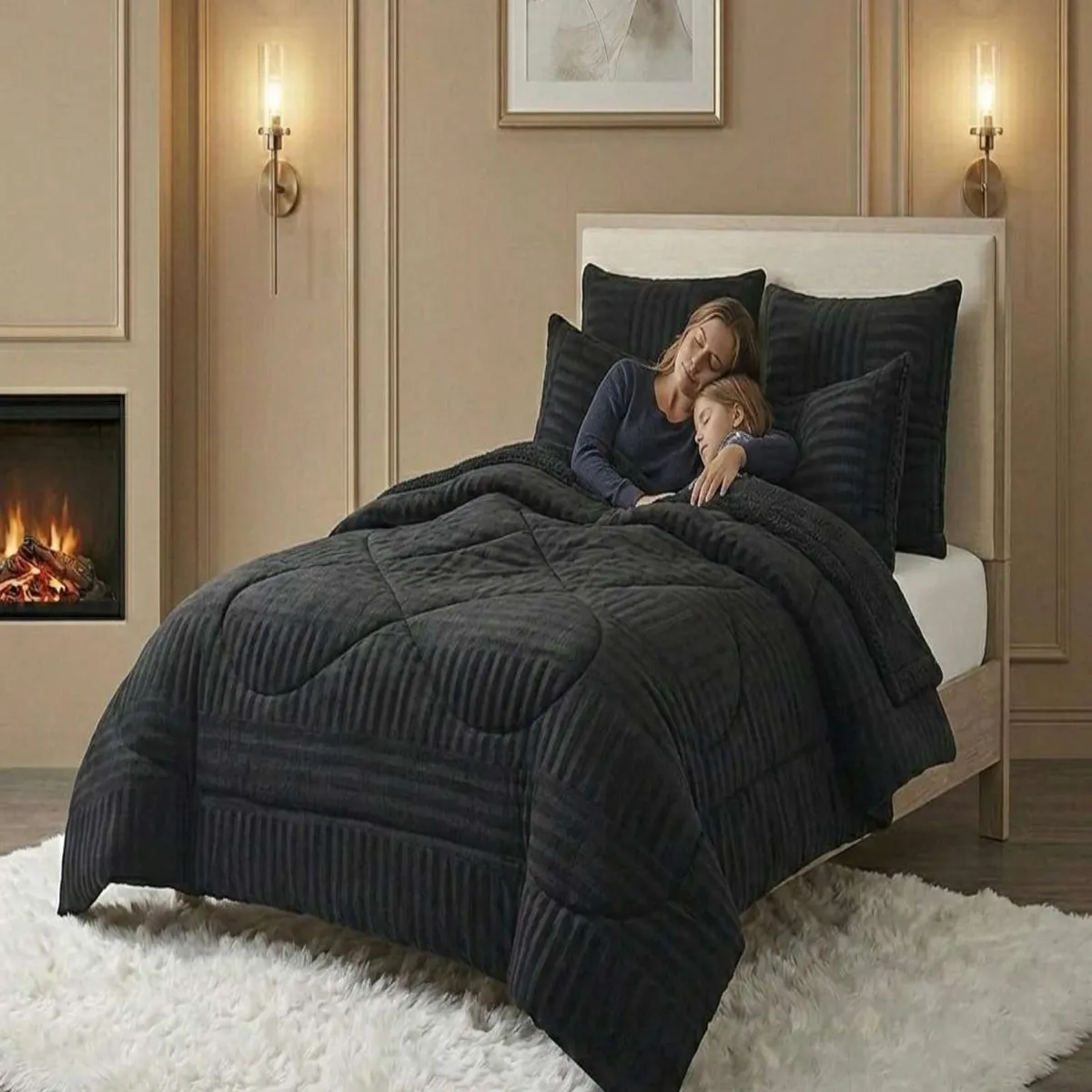 GENERICO - Cubrecama King Sherpa Chiporro Invierno Extra Suave Premium