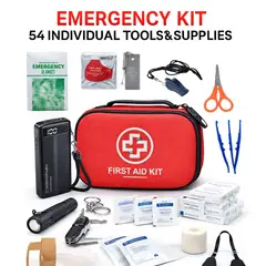 MOVI - KIT DE EMERGECIA BÁSICO O PERSONAL CON 54 Piezas incluye Power bank 20.000 mha