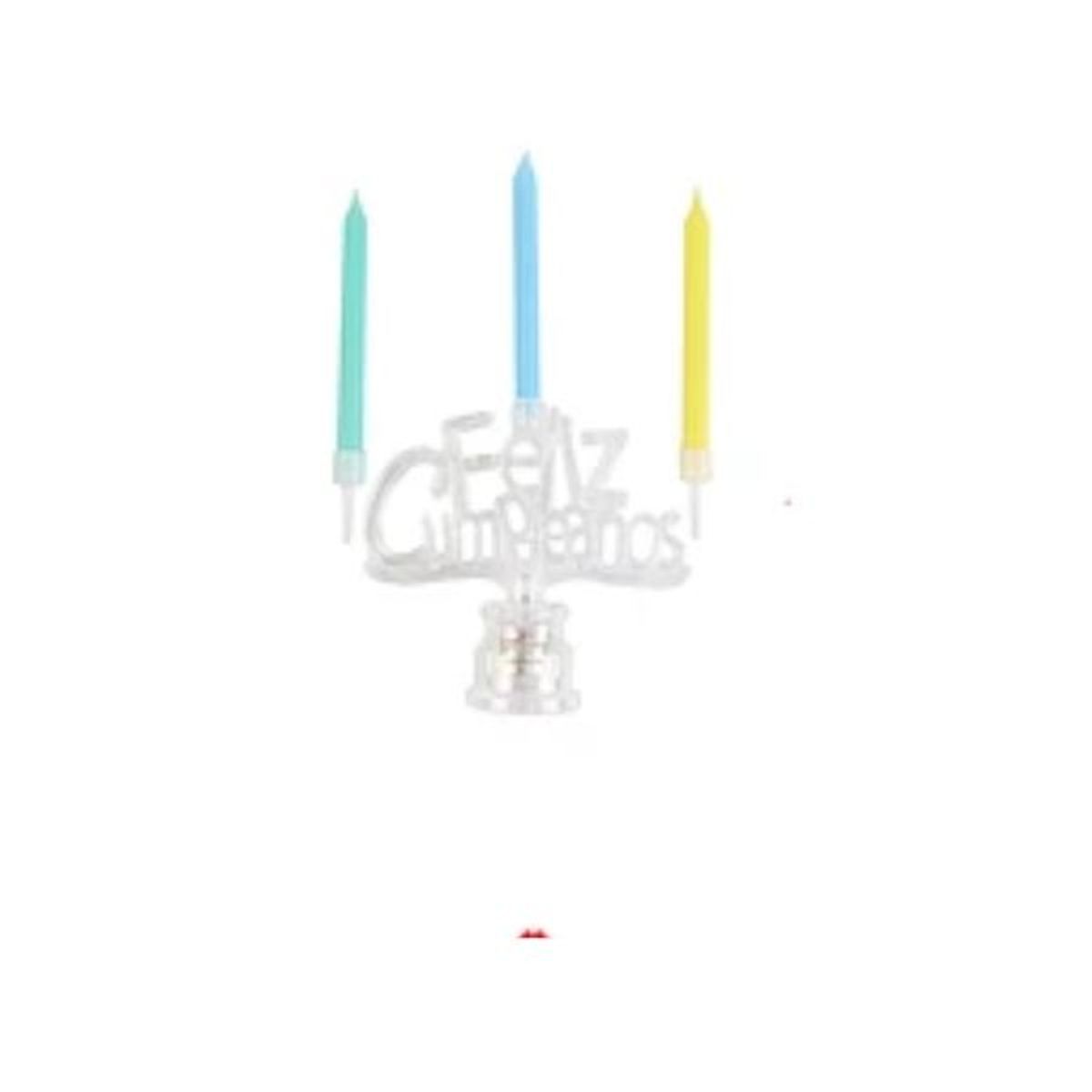 GENERICO - Velas de candelabro feliz cumpleaños con luces 7x12cm