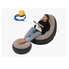 GENERICO - Sillon Inflable Puff Con Reposa Pies Sofa Inflable
