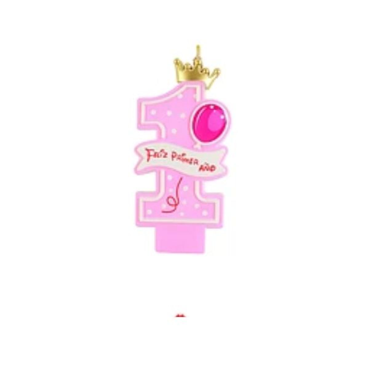 GENERICO - Vela 1er cumpleaños rosa 5x12cm