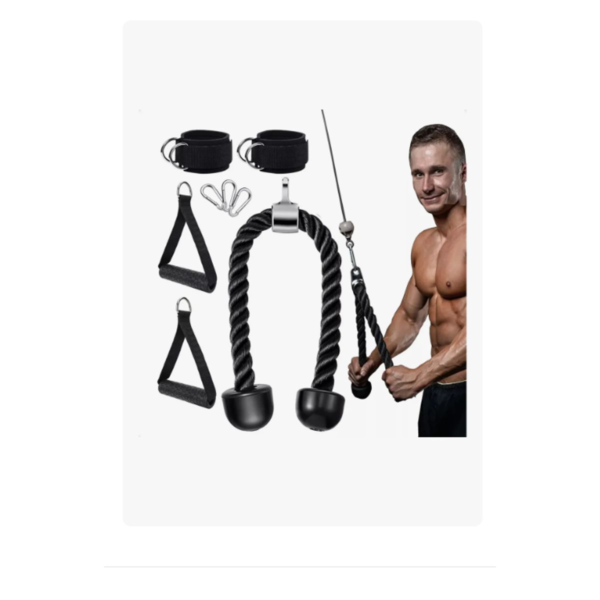 GENERICO - Set 8 Accesorios Para Gimnasio Polea Cuerdas Entrenamientos