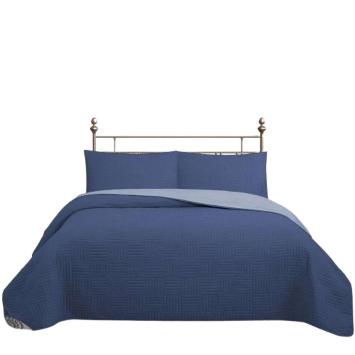 GENERICO - CUBRECAMA QUILT REVERSIBLE 2 PLAZA COLOR AZUL TRAMA COLLECTION