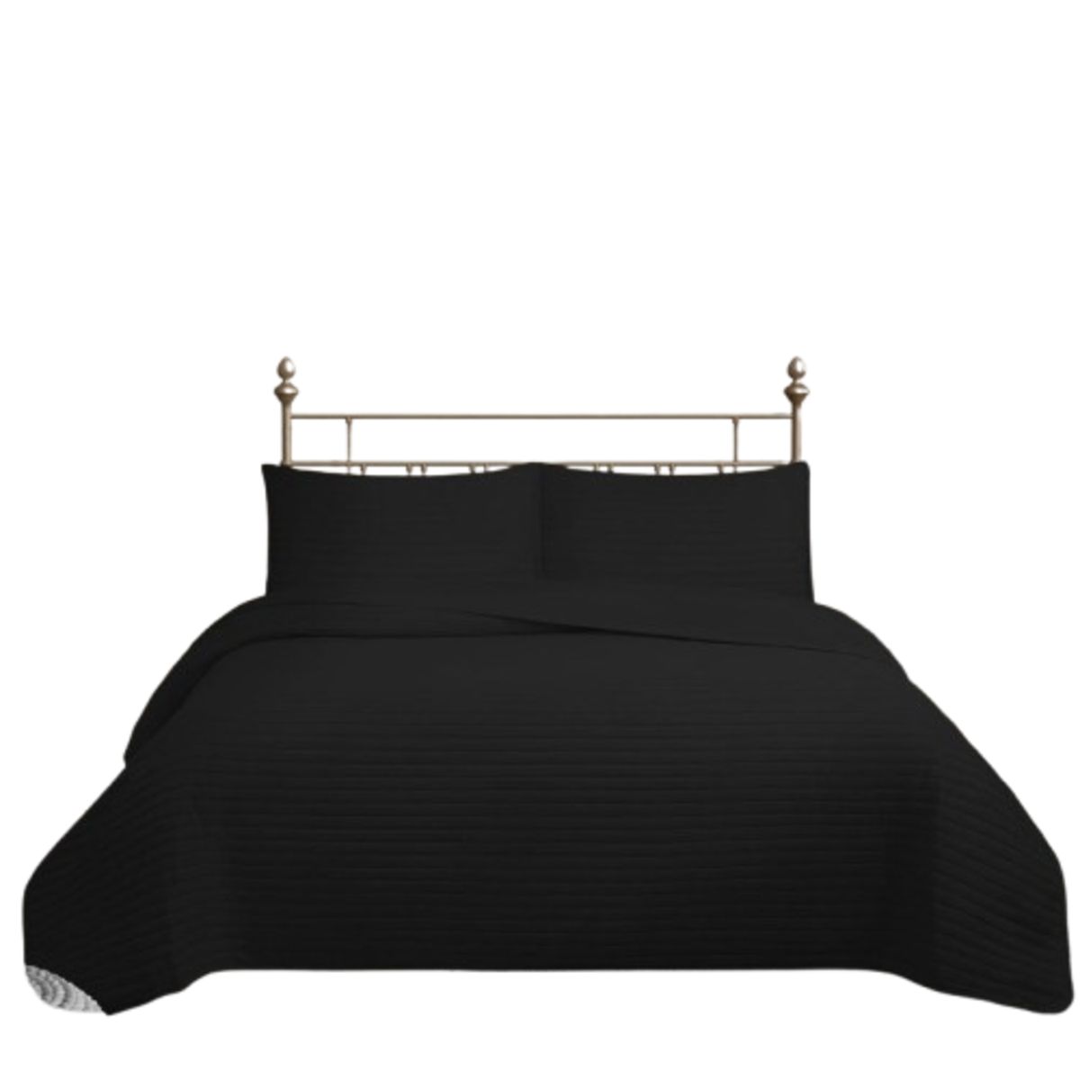 GENERICO - CUBRECAMA QUILT REVERSIBLE 2,5 PLAZAS COLOR NEGRO LINES COLLECTION MARTINÉ