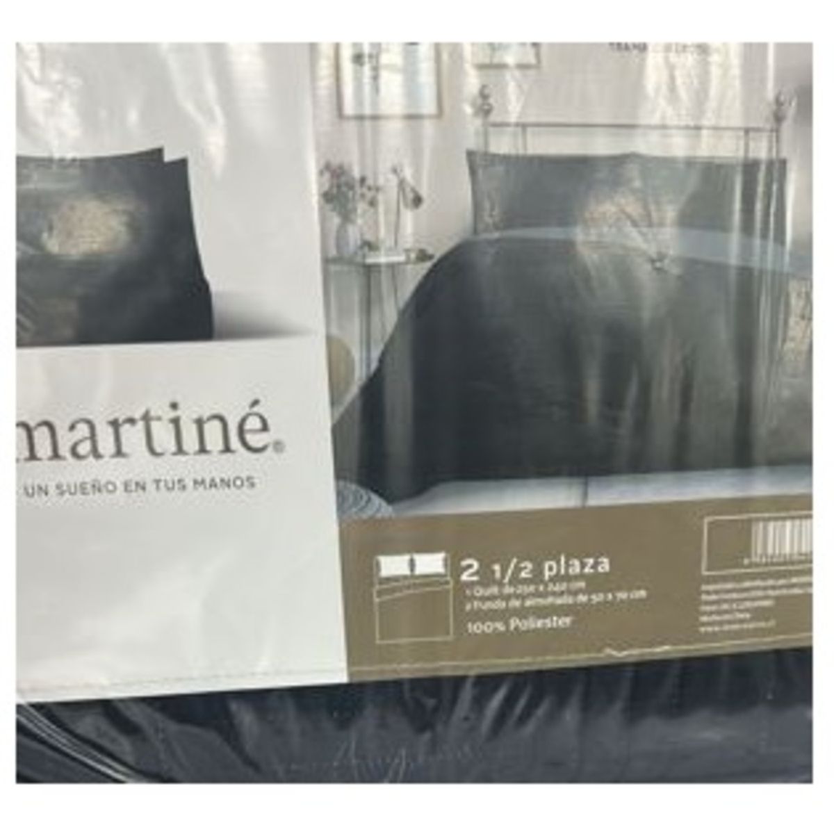 GENERICO - CUBRECAMA QUILT REVERSIBLE 2,5 PLAZAS COLOR NEGRO LINES COLLECTION MARTINÉ