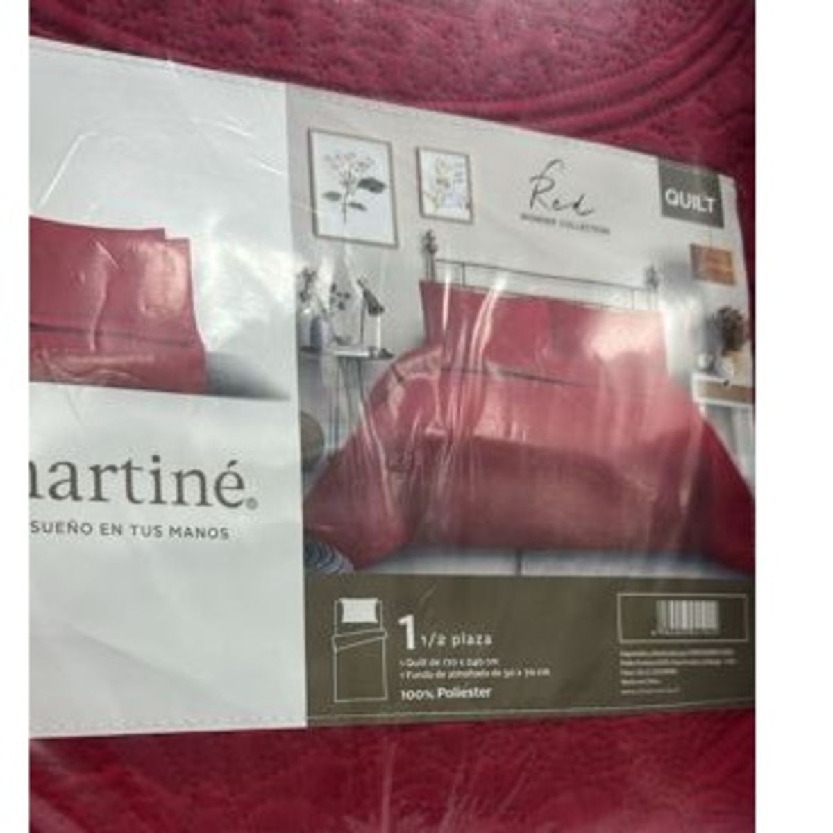 GENERICO - CUBRECAMA QUILT REVERSIBLE 1,5 PLAZAS KING ROJO - WONDER COLLECTION MARTINÉ