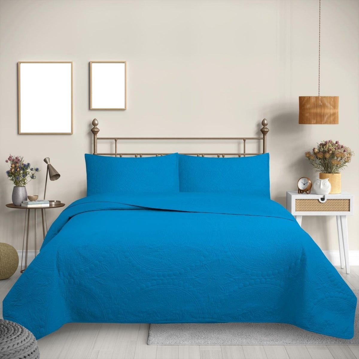 GENERICO - CUBRECAMA QUILT REVERSIBLE 2 PLAZAS TURQUESA - WONDER COLLECTION MARTINÉ