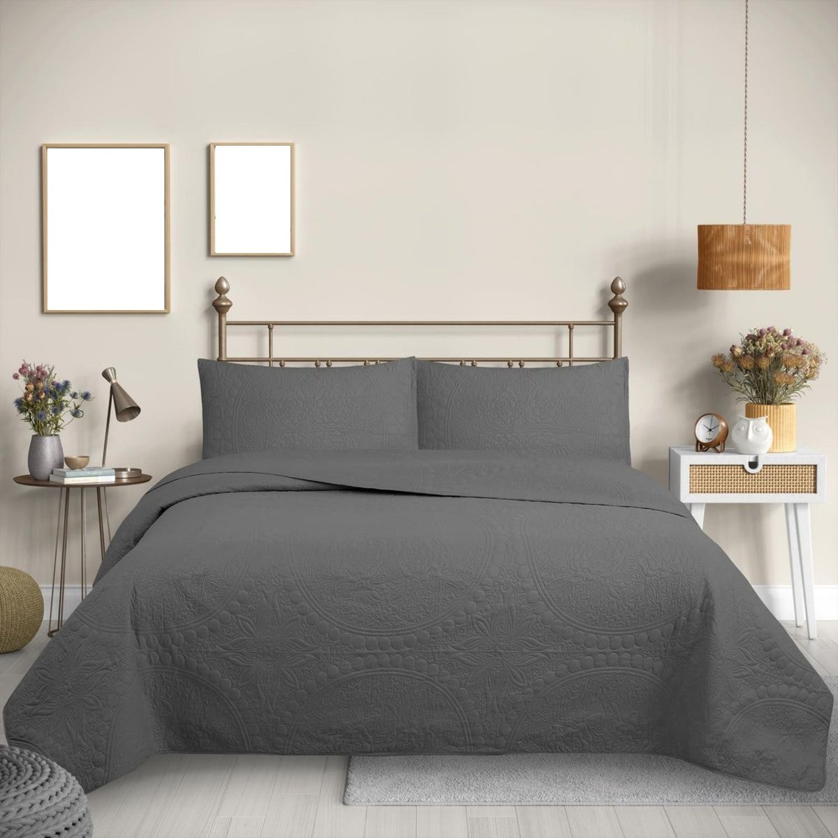 GENERICO - CUBRECAMA QUILT REVERSIBLE 2,5 PLAZAS GRIS - WONDER COLLECTION MARTINÉ