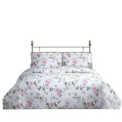 GENERICO - CUBRECAMA QUILT REVERSIBLE 1,5 PLAZAS ESTAMPADO ROSA FLOWERS COLLECTION MARTINÉ