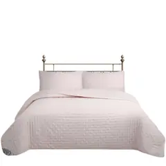 GENERICO - CUBRECAMA QUILT REVERSIBLE QUEEN 220 X 240 CM COLOR ROSA DELUX COLLECTION MARTINÉ