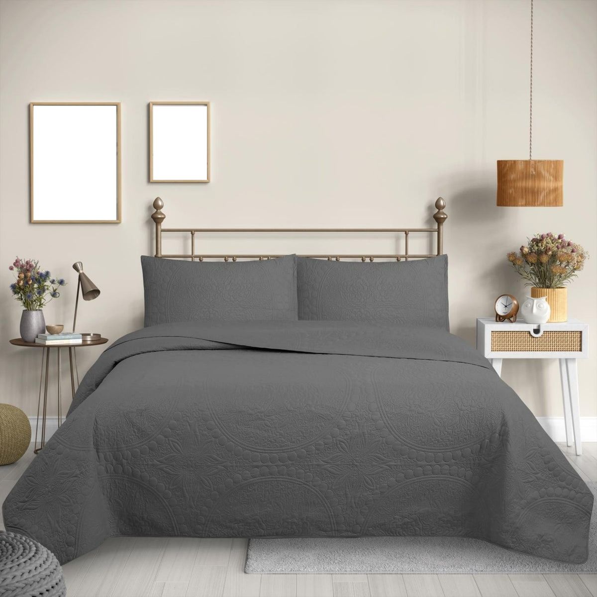 GENERICO - CUBRECAMA QUILT REVERSIBLE 2 PLAZAS GRIS - WONDER COLLECTION MARTINÉ