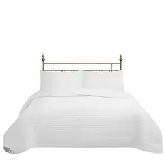 GENERICO - CUBRECAMA QUILT REVERSIBLE 1,5 PLAZAS COLOR BLANCO LINES COLLECTION MARTINÉ