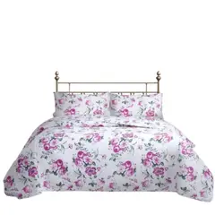 GENERICO - CUBRECAMA QUILT REVERSIBLE 1,5 PLAZAS ESTAMPADO ROJO FLOWERS COLLECTION MARTINÉ
