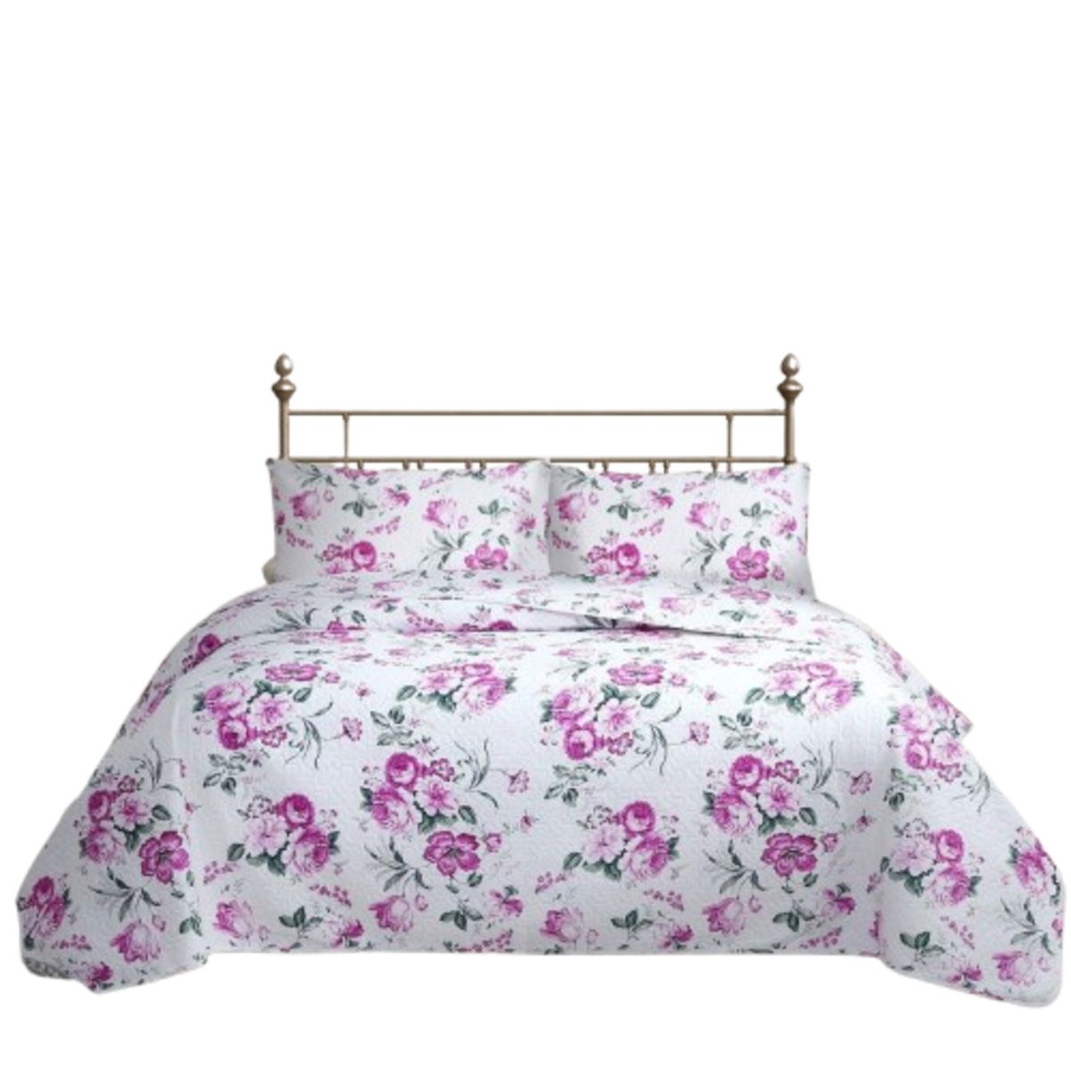 GENERICO - CUBRECAMA QUILT REVERSIBLE  QUEEN 220 X 240 CM ESTAMPADO ROJO FLOWERS COLLECTION MARTINÉ