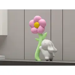 GENERICO - Figura de conejito de Pascua y flores