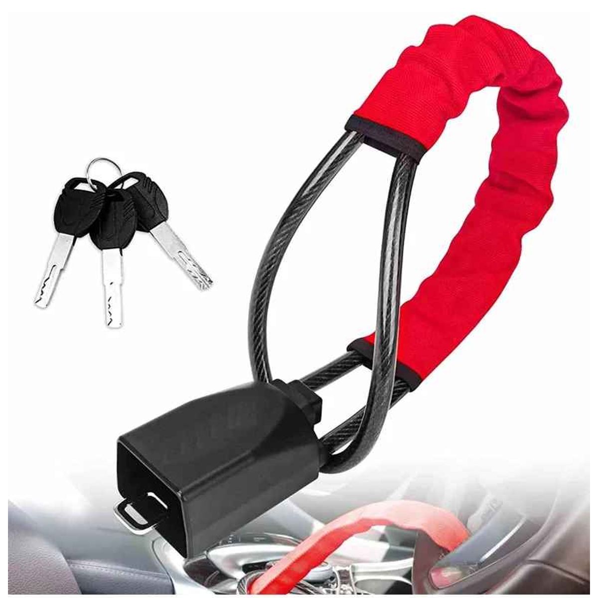 MOVI - Traba Volante Antirrobo Universal de Acero al Cinturón de Seguridad