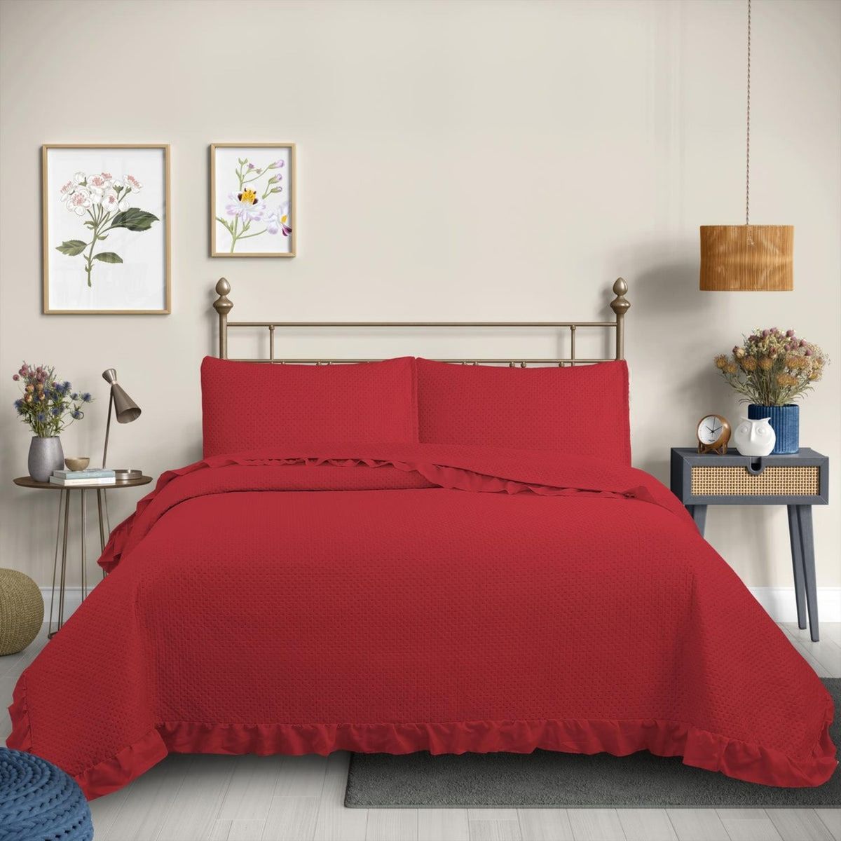 GENERICO - CUBRECAMA QUILT REVERSIBLE 1,5 PLAZAS ROJO - MAGIC COLLECTION MARTINÉ