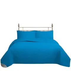 GENERICO - CUBRECAMA QUILT REVERSIBLE 1,5 PLAZAS TURQUESA - WONDER COLLECTION MARTINÉ