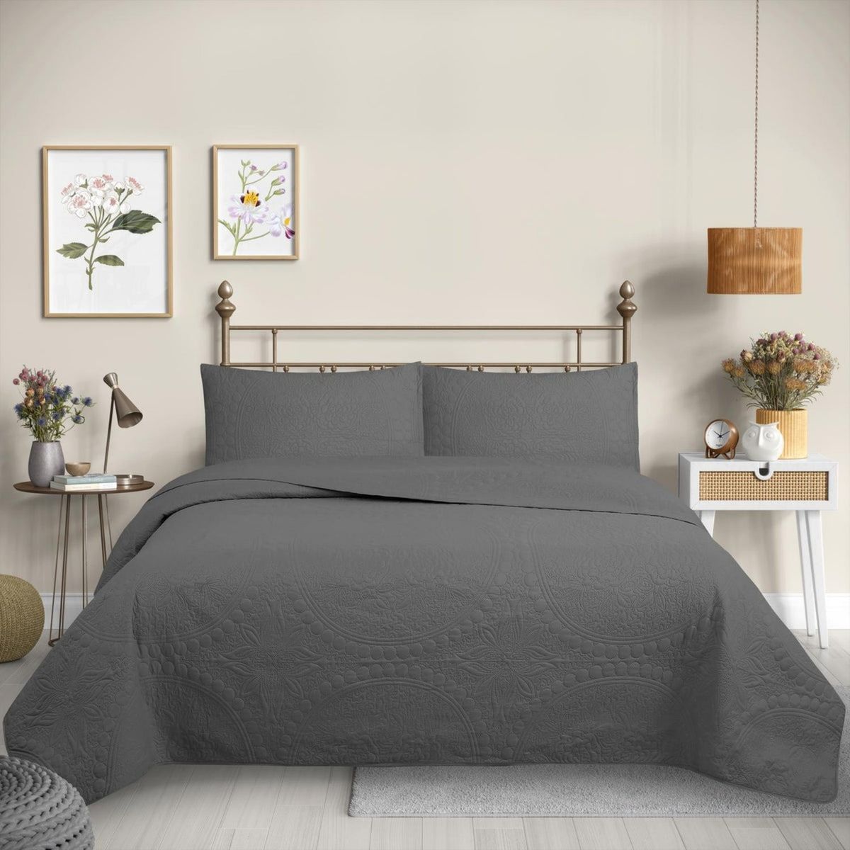 GENERICO - CUBRECAMA QUILT REVERSIBLE 1,5 PLAZAS GRIS - WONDER COLLECTION MARTINÉ