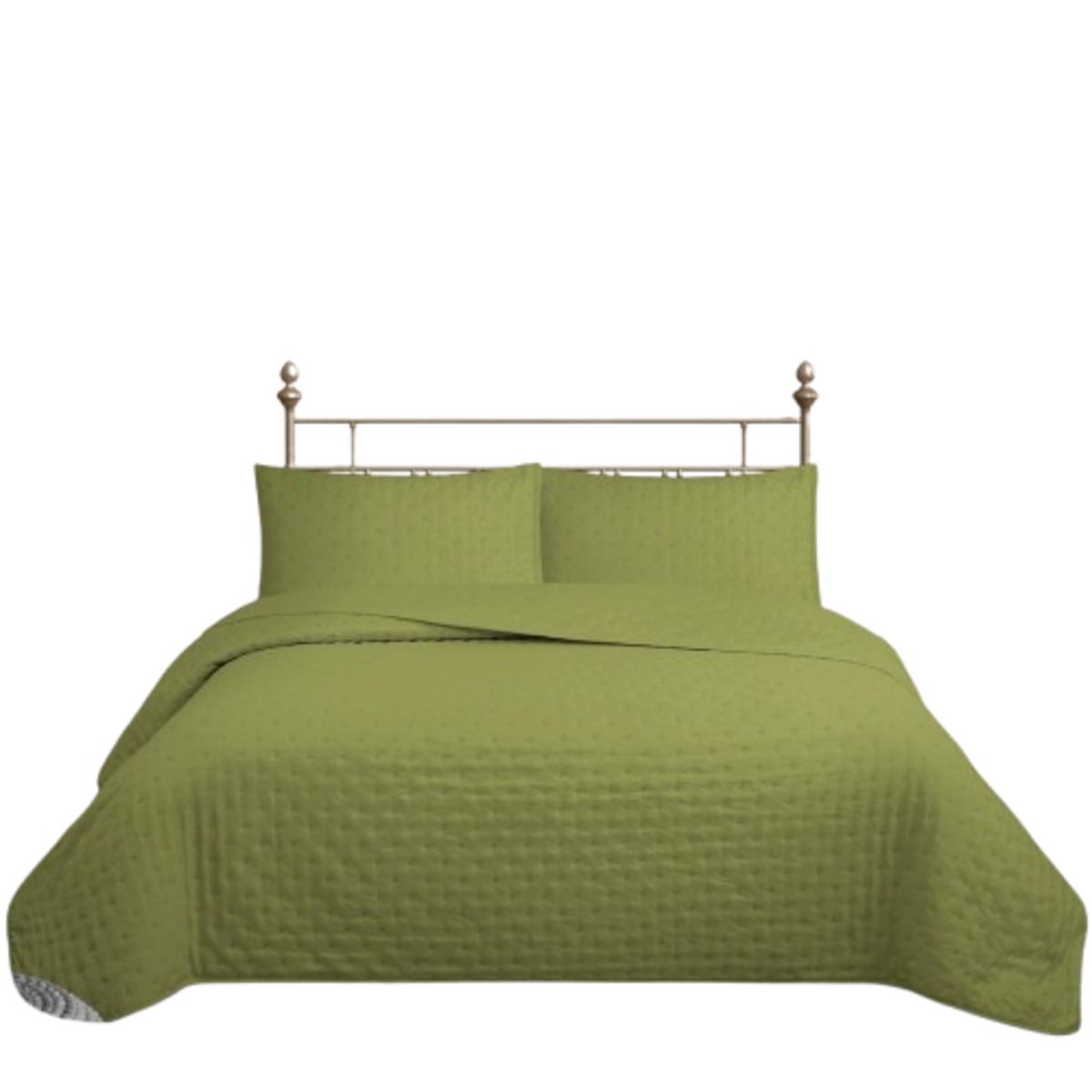 GENERICO - CUBRECAMA QUILT REVERSIBLE 1,5 PLAZAS COLOR OLIVA DELUX COLLECTION MARTINÉ