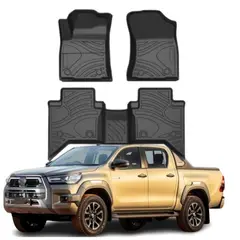 KUANGYE - 3 Piezas Cubre Pisos Calce Perfecto TPE Compatible Con Toyota Hilux 2015-2025 4 puertas versión