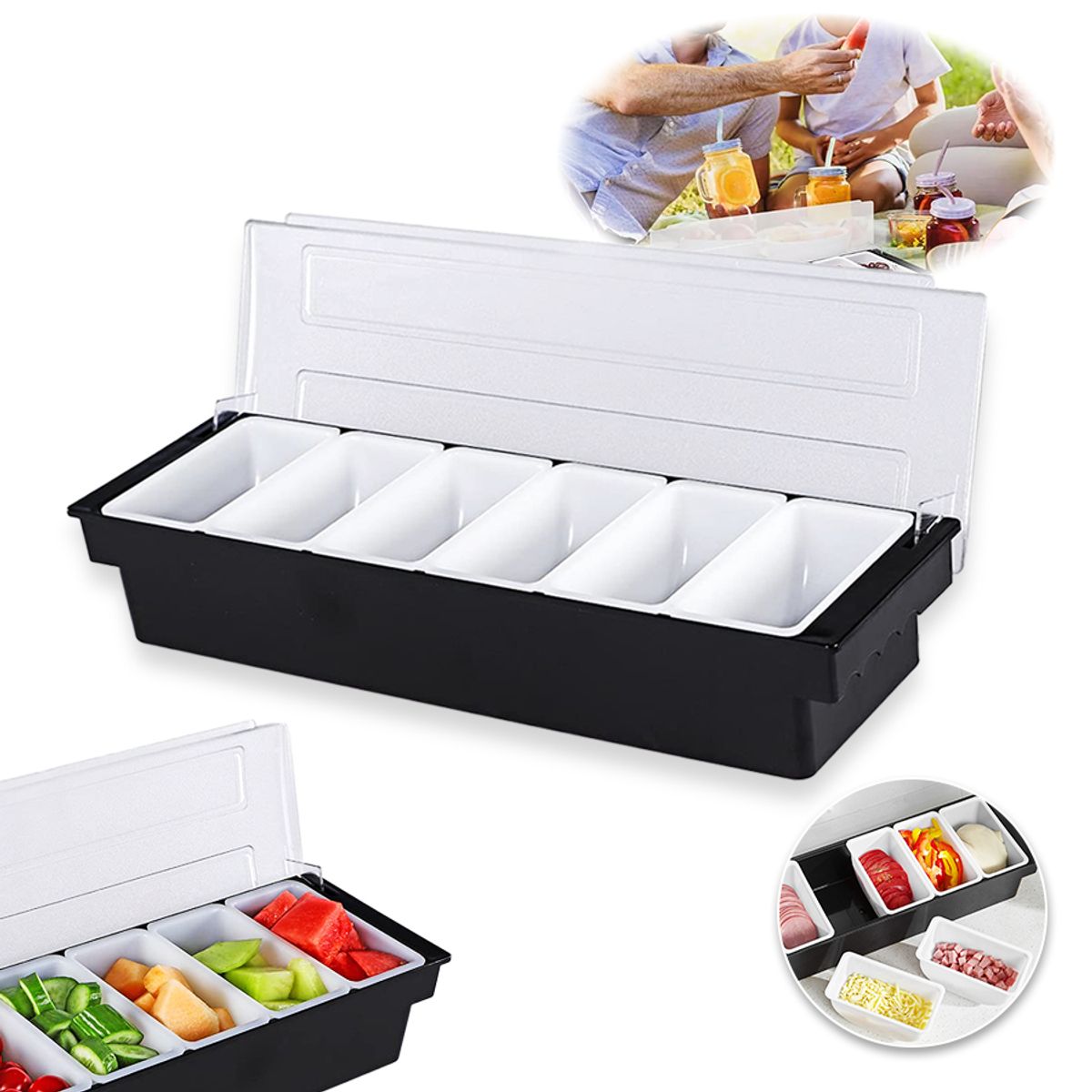 GENERICO - Organizador Porta Especias Fruta Grado Alimenticio Negro.