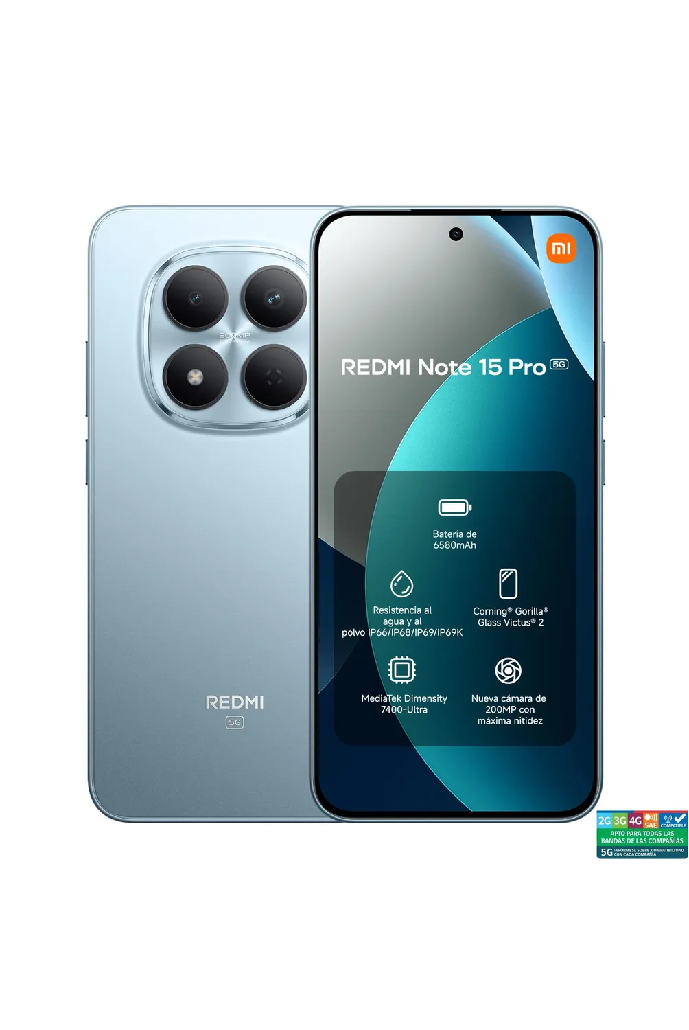 XIAOMI REDMI Note 15 Pro 5G Azul glaciar 8GB + 256GB | Falabella Chile