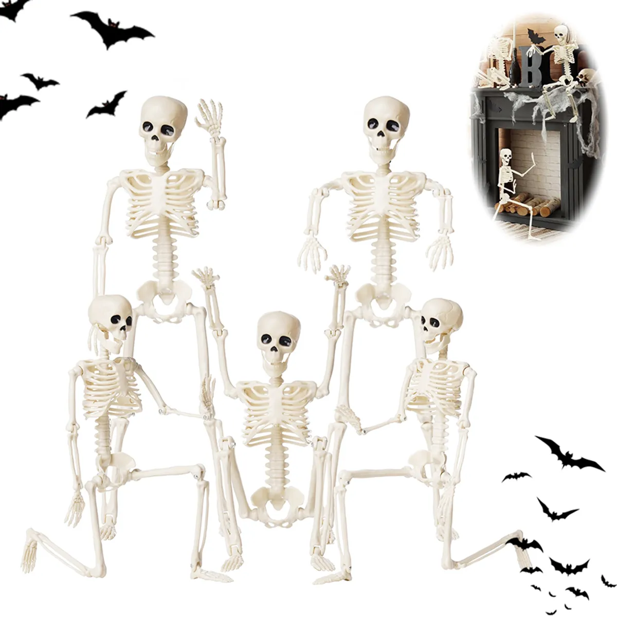 GENERICO - Halloween Esqueleto Adornos Accesorios Miedo Decorar 5 Pack