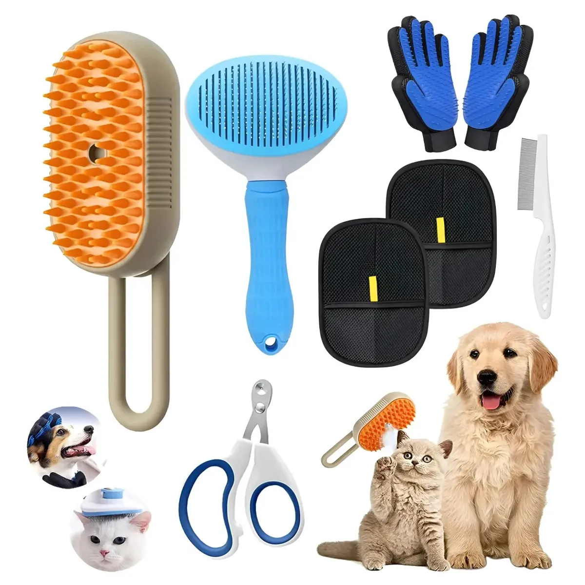 KUANGYE - Kit 8 Cepillo Deslanador Gato Perro Peine Mascota Masajeador