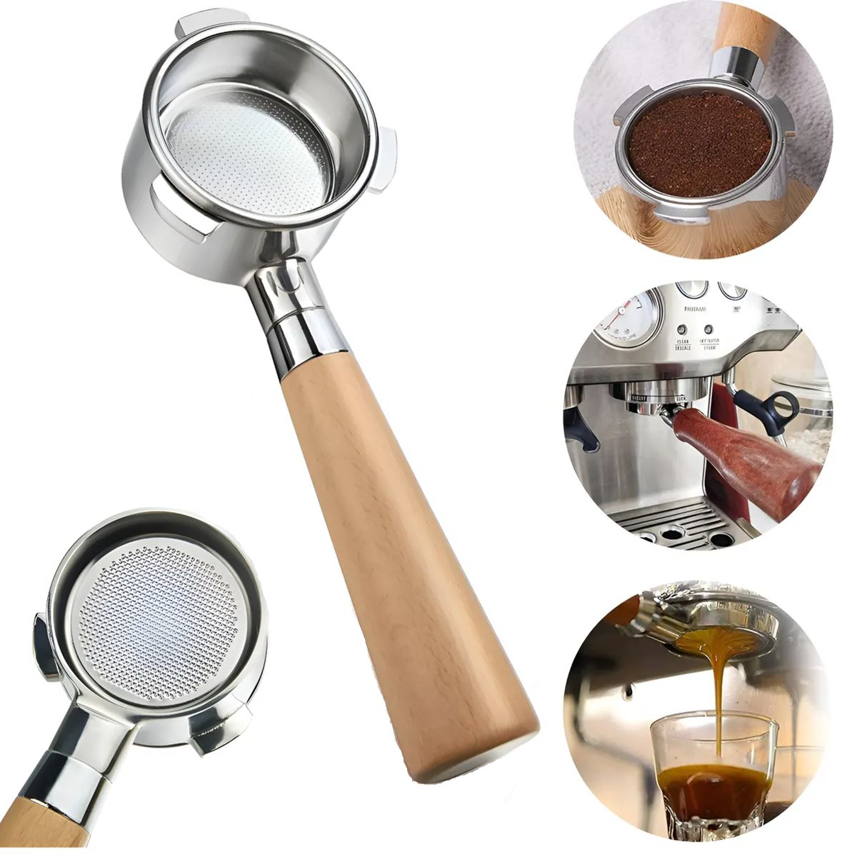 GENERICO - Portafiltro Sin Fondo 51mm Para Cafetera Espresso Delonghi Plata